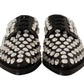 Dolce & Gabbana Black Leather Crystals Lace Up Formal Shoes