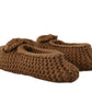 Dolce & Gabbana Brown Slip On Ballerina Flats Wool Knit Shoes