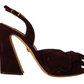 Dolce & Gabbana Dark Purple Suede Ankle Strap Sandals Shoes