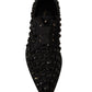 Dolce & Gabbana Black Lace Up Studded Formal Flats Shoes