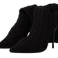 Dolce & Gabbana Black Stretch Socks Knee High Booties Shoes