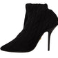 Dolce & Gabbana Black Stretch Socks Knee High Booties Shoes