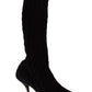 Dolce & Gabbana Black Stretch Socks Knee High Booties Shoes