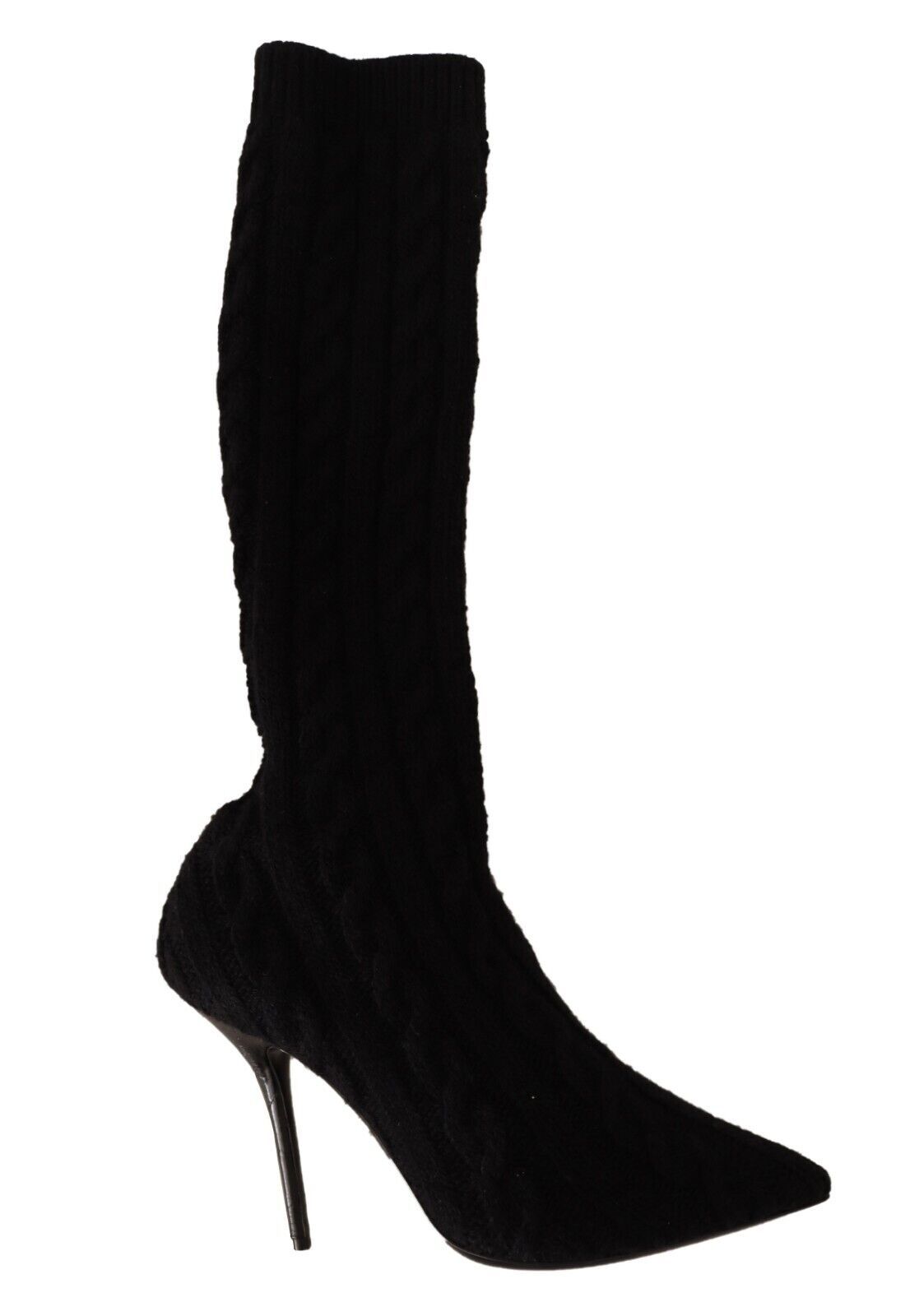 Dolce & Gabbana Black Stretch Socks Knee High Booties Shoes