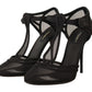 Dolce & Gabbana Black Mesh T-strap Stiletto Heel Pumps