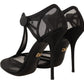 Dolce & Gabbana Black Mesh T-strap Stiletto Heel Pumps