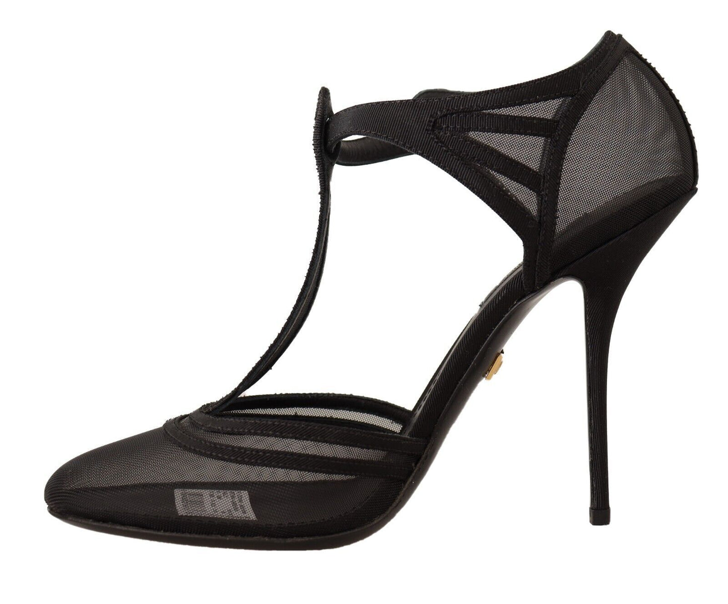 Dolce & Gabbana Black Mesh T-strap Stiletto Heel Pumps