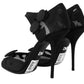 Dolce & Gabbana Black Mesh Ankle Strap Stiletto Heel Pumps