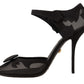 Dolce & Gabbana Black Mesh Ankle Strap Stiletto Heel Pumps