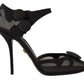 Dolce & Gabbana Black Mesh Ankle Strap Stiletto Heel Pumps