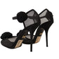 Dolce & Gabbana Black Mesh Ankle Strap High Heels Pumps Shoes