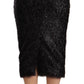 Masha Ma Black Tinsel High Waist Pencil Midi Viscose Skirt