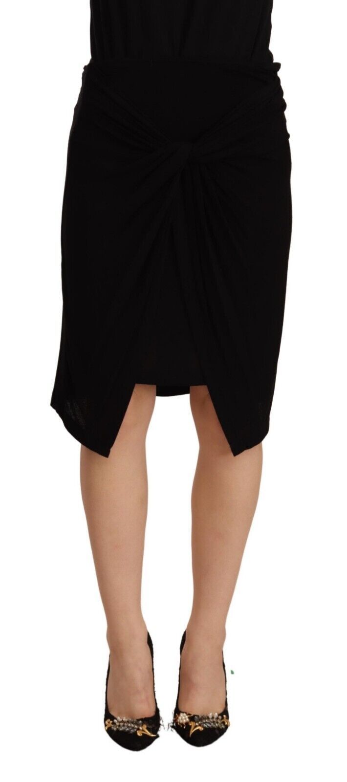 PLEIN SUD Black High Waist Pencil Knee Length Skirt