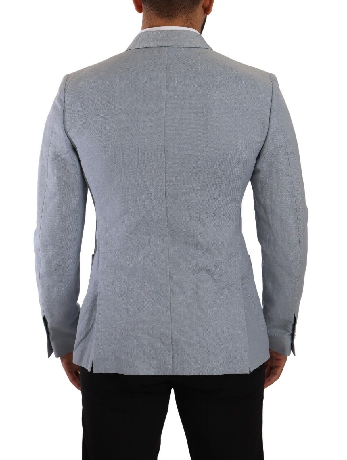 Dolce & Gabbana Blue Linen Slim Fit Blazer Jacket