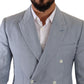 Dolce & Gabbana Blue Linen Slim Fit Blazer Jacket