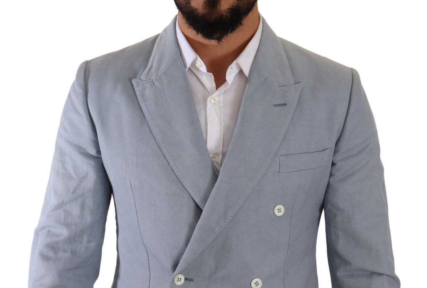 Dolce & Gabbana Blue Linen Slim Fit Blazer Jacket