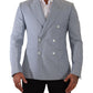 Dolce & Gabbana Blue Linen Slim Fit Blazer Jacket