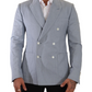 Dolce & Gabbana Blue Linen Slim Fit Blazer Jacket