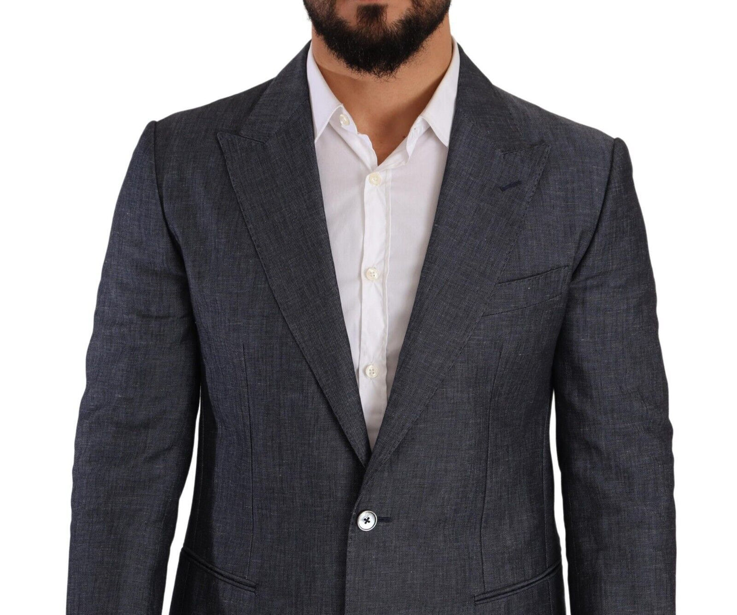 Dolce & Gabbana Blue Linen TAORMINA Blazer Jacket