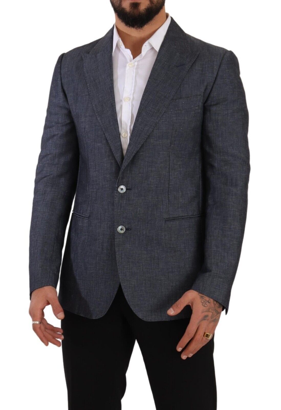 Dolce & Gabbana Blue Linen TAORMINA Blazer Jacket