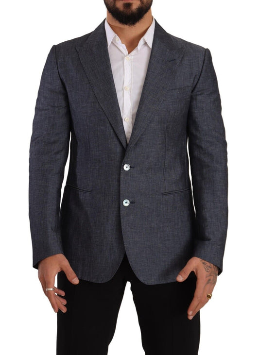 Dolce & Gabbana Blue Linen TAORMINA Blazer Jacket