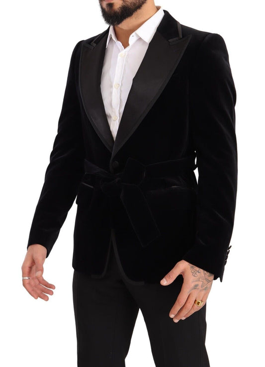 Dolce & Gabbana Black Velvet Single Breasted One Button Blazer