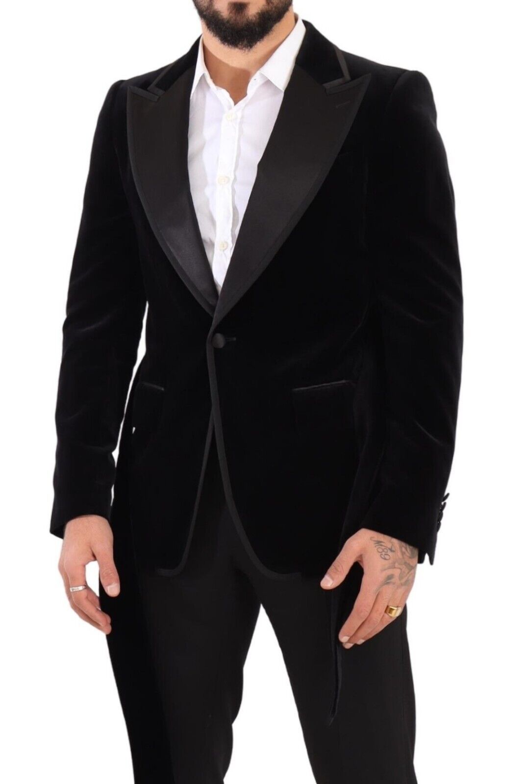 Dolce & Gabbana Black Velvet Single Breasted One Button Blazer