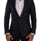 Dolce & Gabbana Blue Floral Jacquard Silk Coat MARTINI Blazer