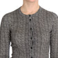 Dolce & Gabbana Black White Wool Top Cardigan Sweater