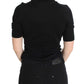 Dolce & Gabbana Black Silk Floral Embroidered Polo Top