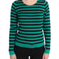 Dolce & Gabbana Elegant Green Black Striped Cashmere Silk Sweater