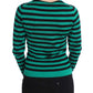 Dolce & Gabbana Elegant Green Black Striped Cashmere Silk Sweater