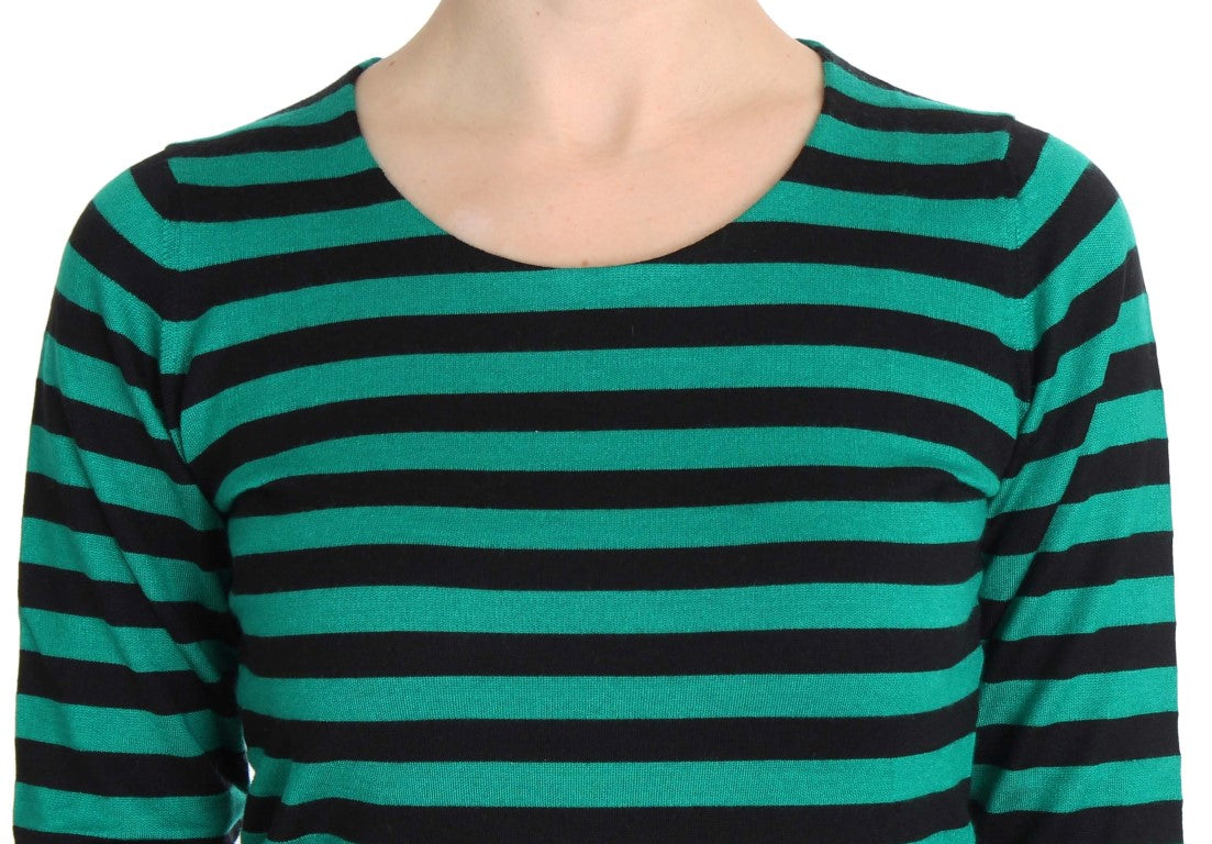 Dolce & Gabbana Elegant Green Black Striped Cashmere Silk Sweater