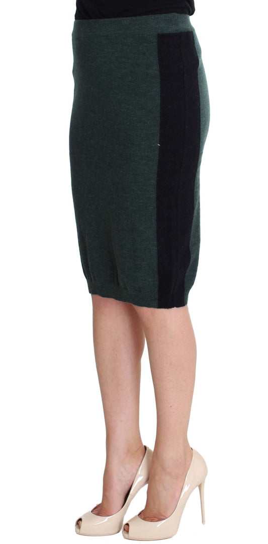 MILA SCHÖN Green Wool Blend Pencil Skirt