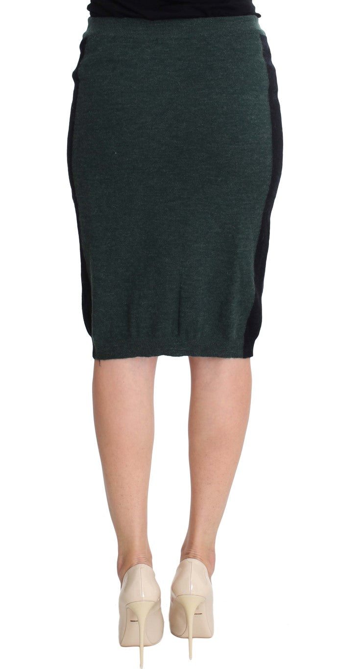 MILA SCHÖN Green Wool Blend Pencil Skirt