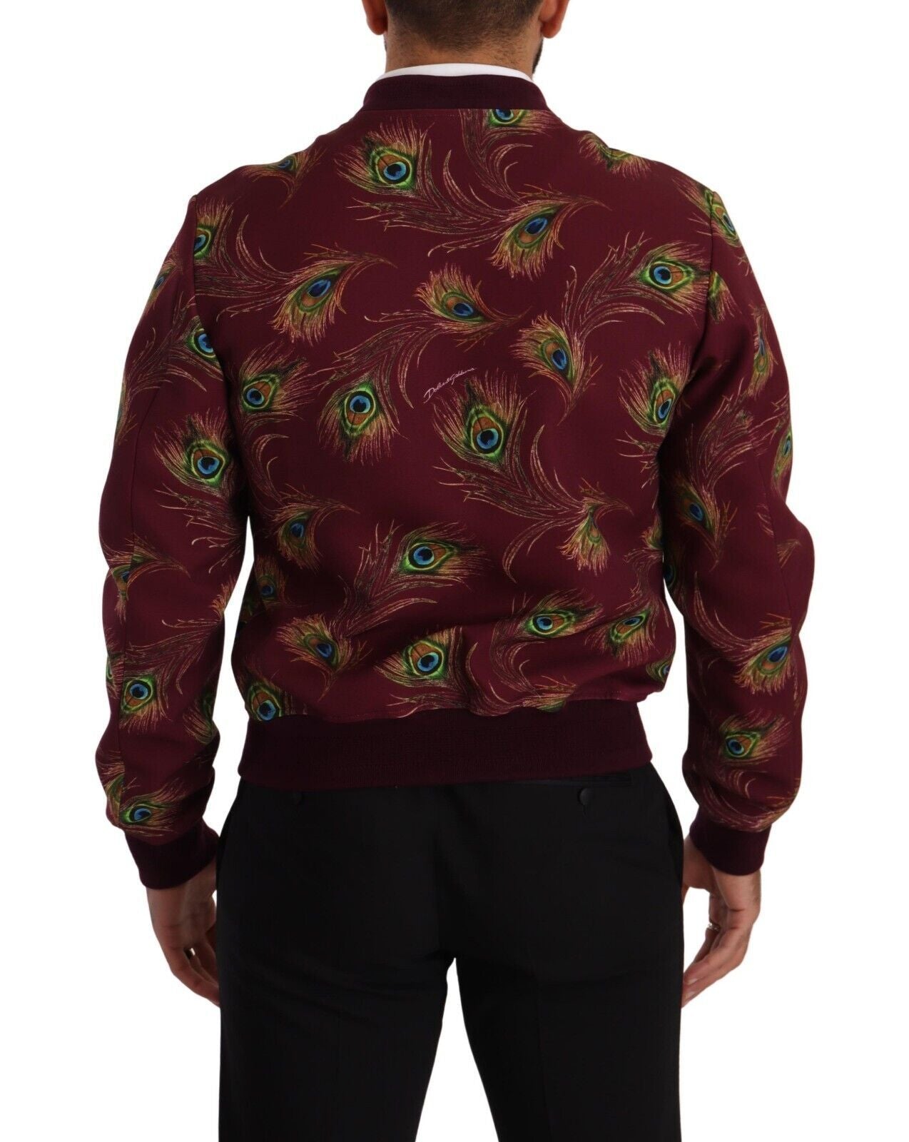 Dolce & Gabbana Red Peacock Stretch Bomber Jacket