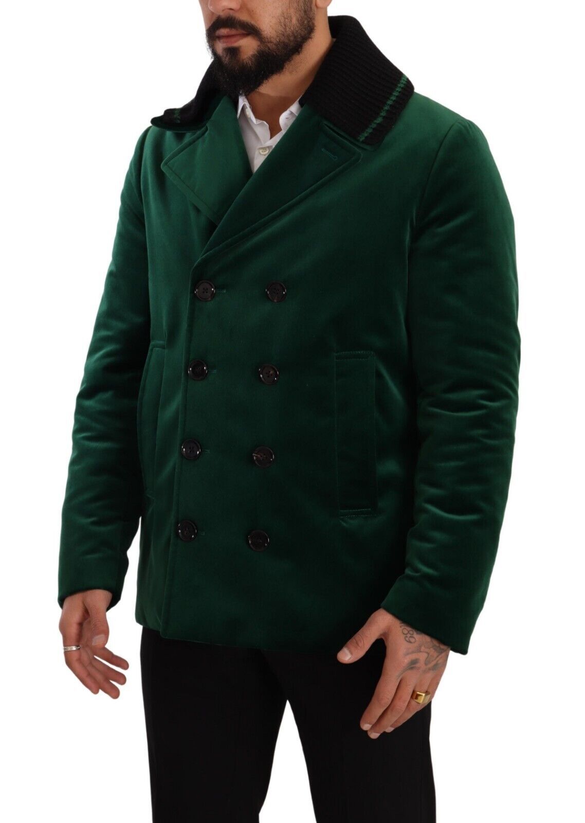 Dolce & Gabbana Green Velvet Double Breasted Jacket