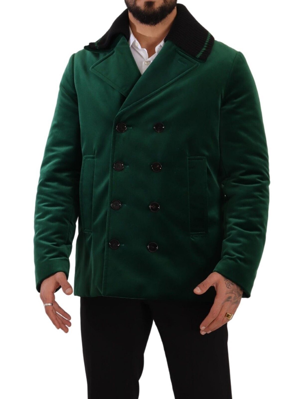 Dolce & Gabbana Green Velvet Double Breasted Jacket