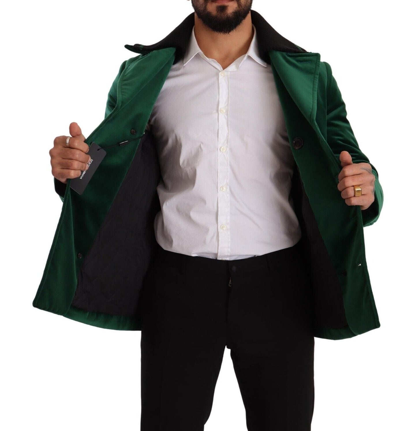 Dolce & Gabbana Green Velvet Double Breasted Jacket