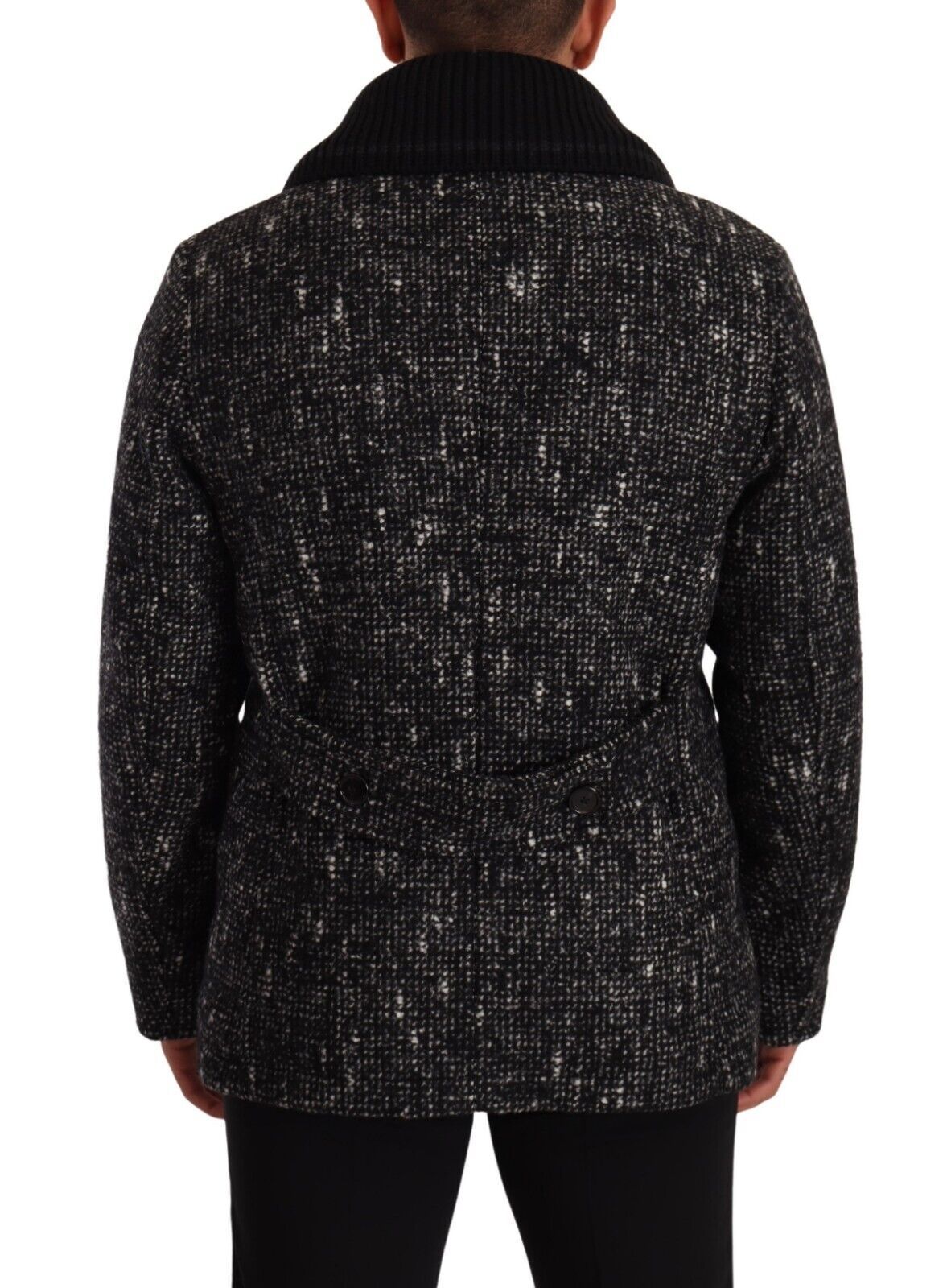 Dolce & Gabbana Black Wool Double Breasted Coat Men Jacket