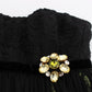 Dolce & Gabbana Black Key Print Silk Crystal Brooch Dress