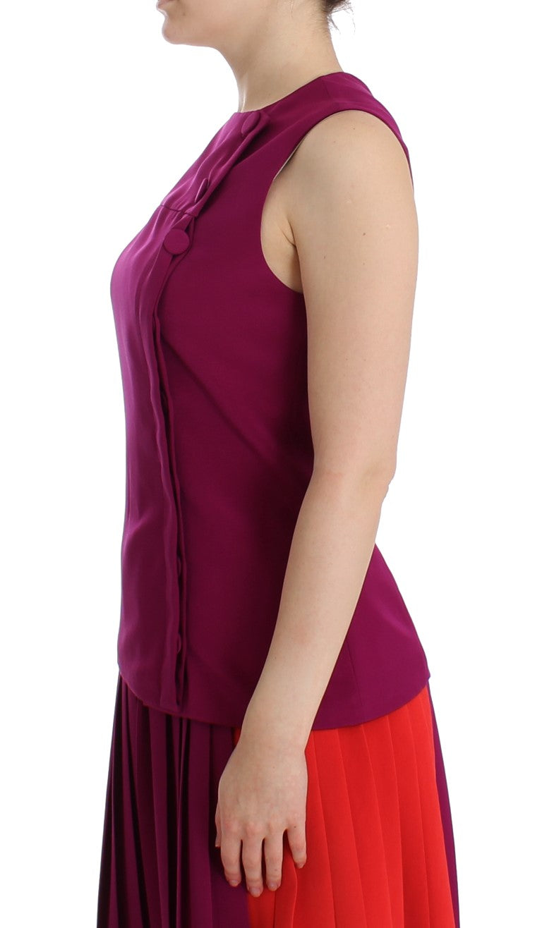 Barbara Casasola Purple Silk Sleeveless Blouse Top