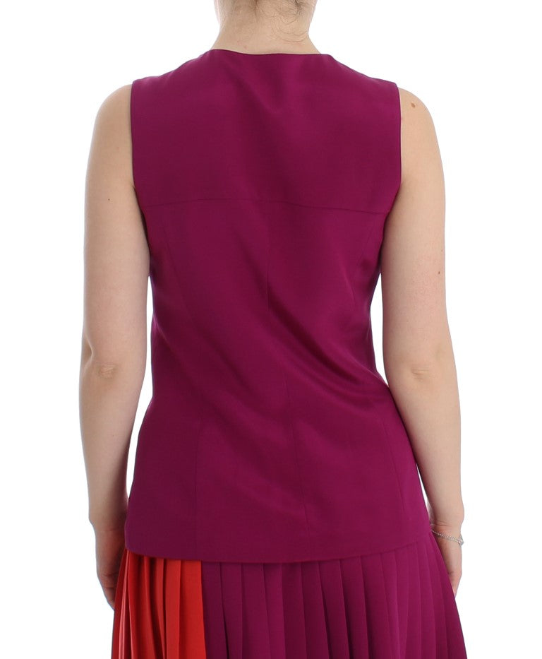 Barbara Casasola Purple Silk Sleeveless Blouse Top