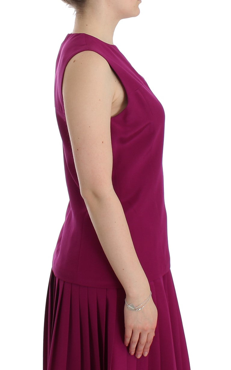 Barbara Casasola Purple Silk Sleeveless Blouse Top