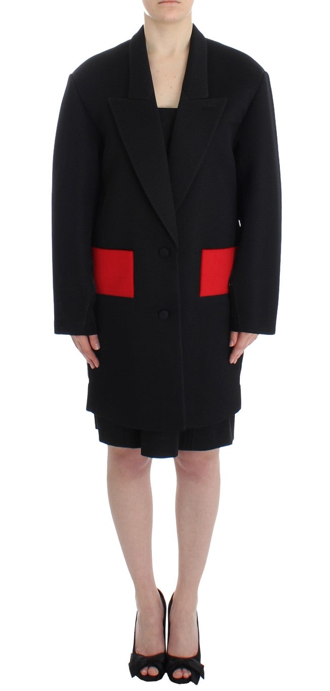 KAALE SUKTAE Black Coat Trench Long Draped Jacket Blazer