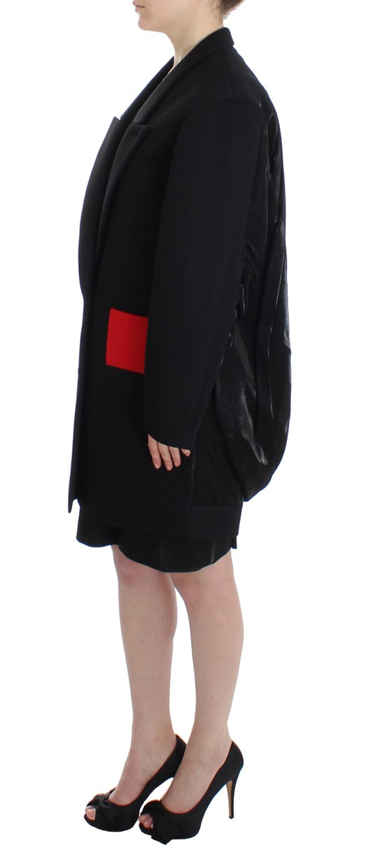 KAALE SUKTAE Black Coat Trench Long Draped Jacket Blazer