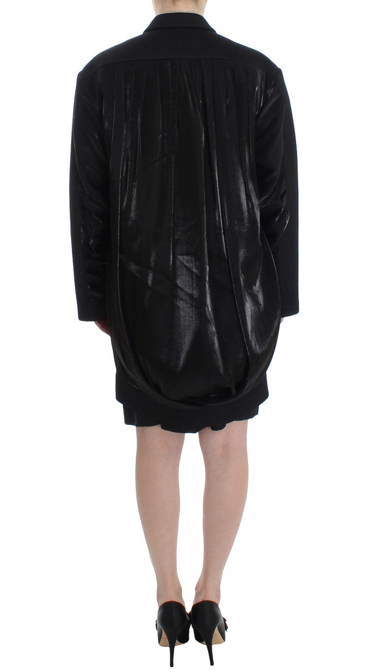 KAALE SUKTAE Black Coat Trench Long Draped Jacket Blazer