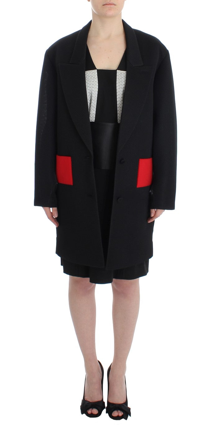 KAALE SUKTAE Black Coat Trench Long Draped Jacket Blazer