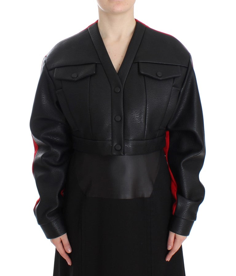 KAALE SUKTAE Black Short Croped Coat Bomber Jacket