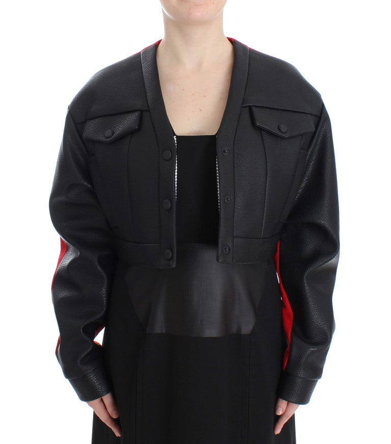 KAALE SUKTAE Black Short Croped Coat Bomber Jacket